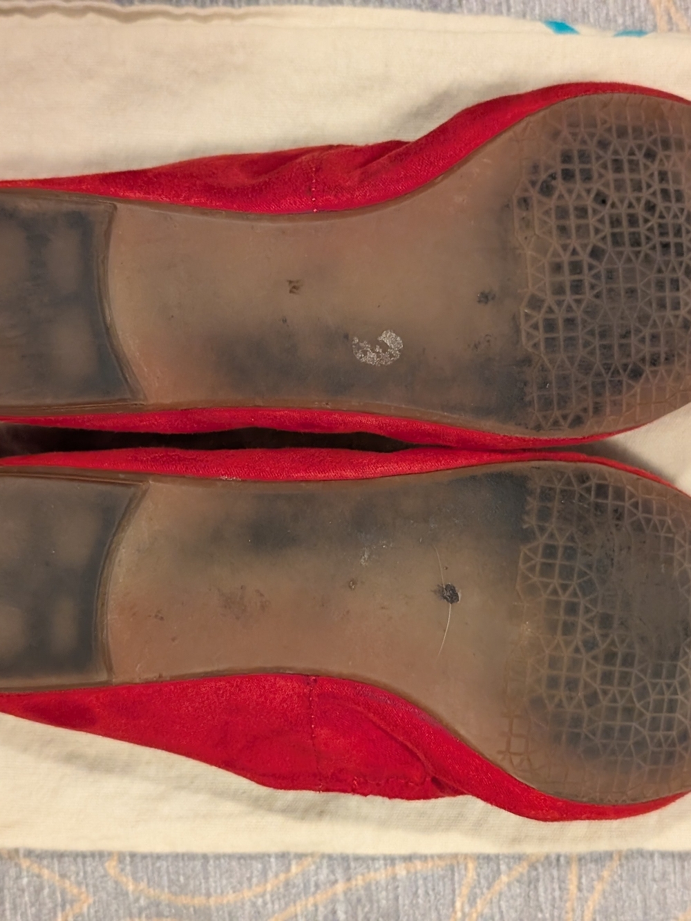 Violet Brand Suede Red Rounded Point Toe Flats - Picture 6 of 7